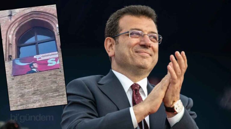 İtalya Bologna Belediye Binasına İmamoğlu Posteri Asıldı